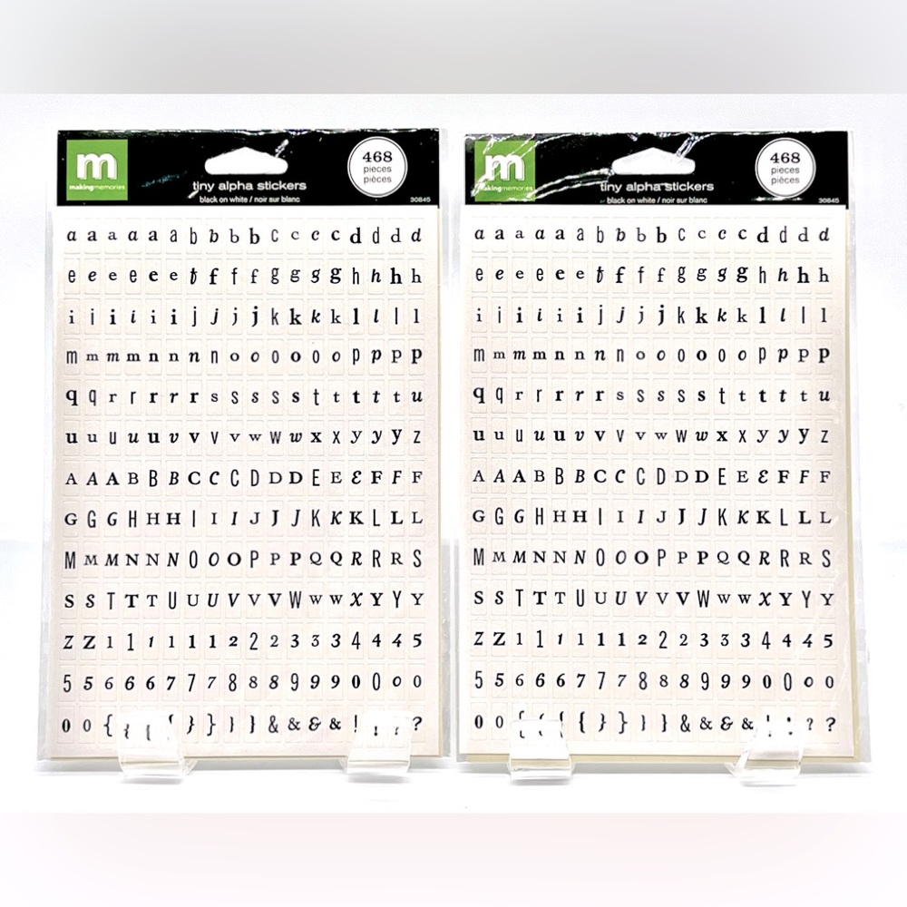 2 Packs Making Memories Tiny Alphas Black on White Stickers